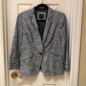 Navy and white tweed blazer